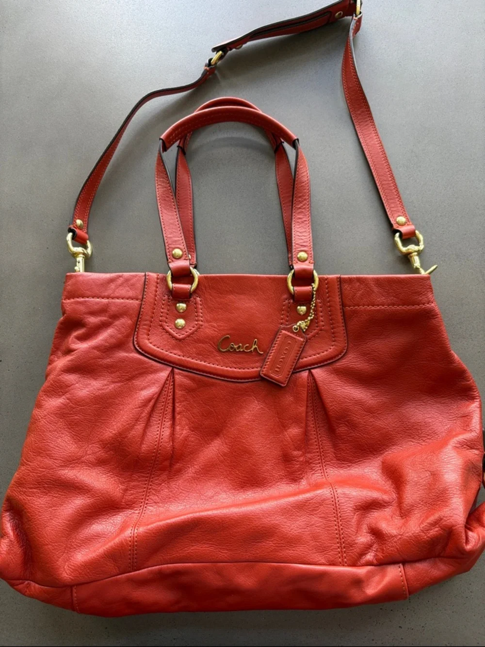 Coach Burnt Orange Leather Ashley Carryall Purse - Picture 13 of 17